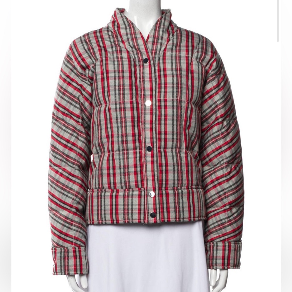 Diane Von Furstenberg Plaid Puffer Bomber Jacket